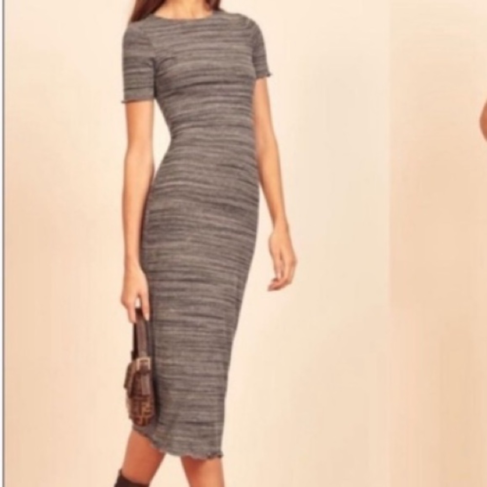 Reformation Perry Dress in Charcoal, size L